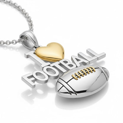 Touchdown True Love Football Pendant With Gold Plated Heart