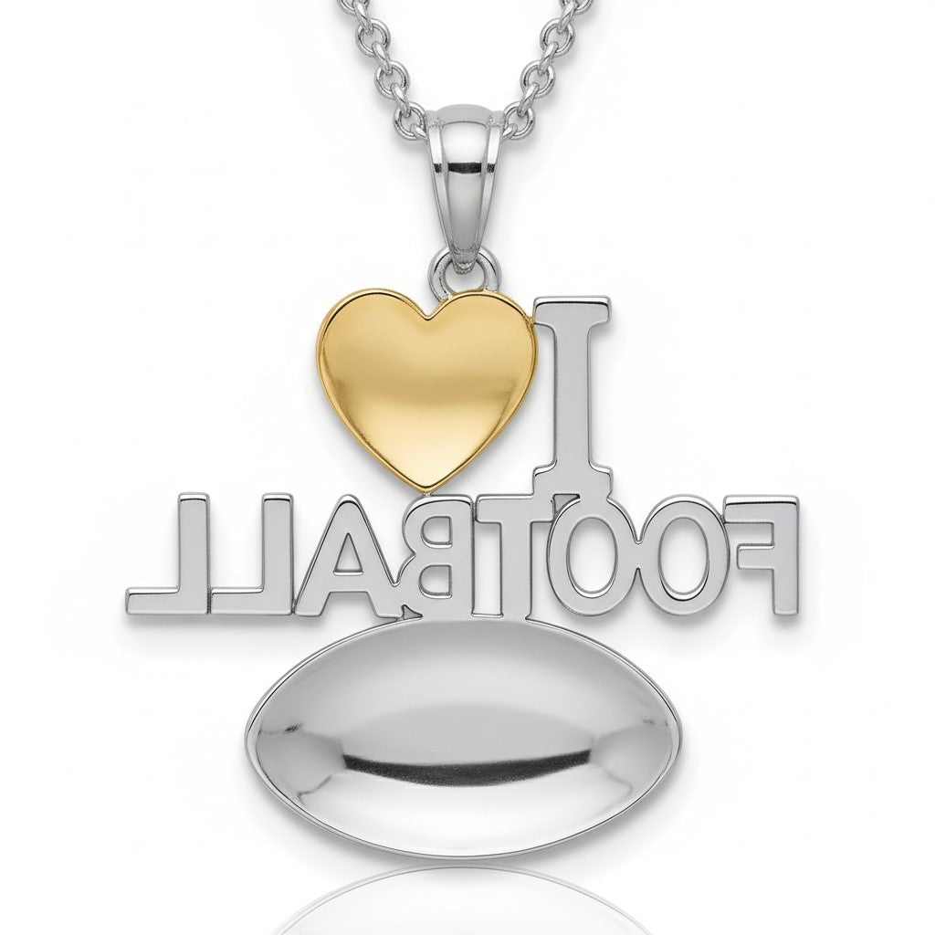 Touchdown True Love Football Pendant With Gold Plated Heart