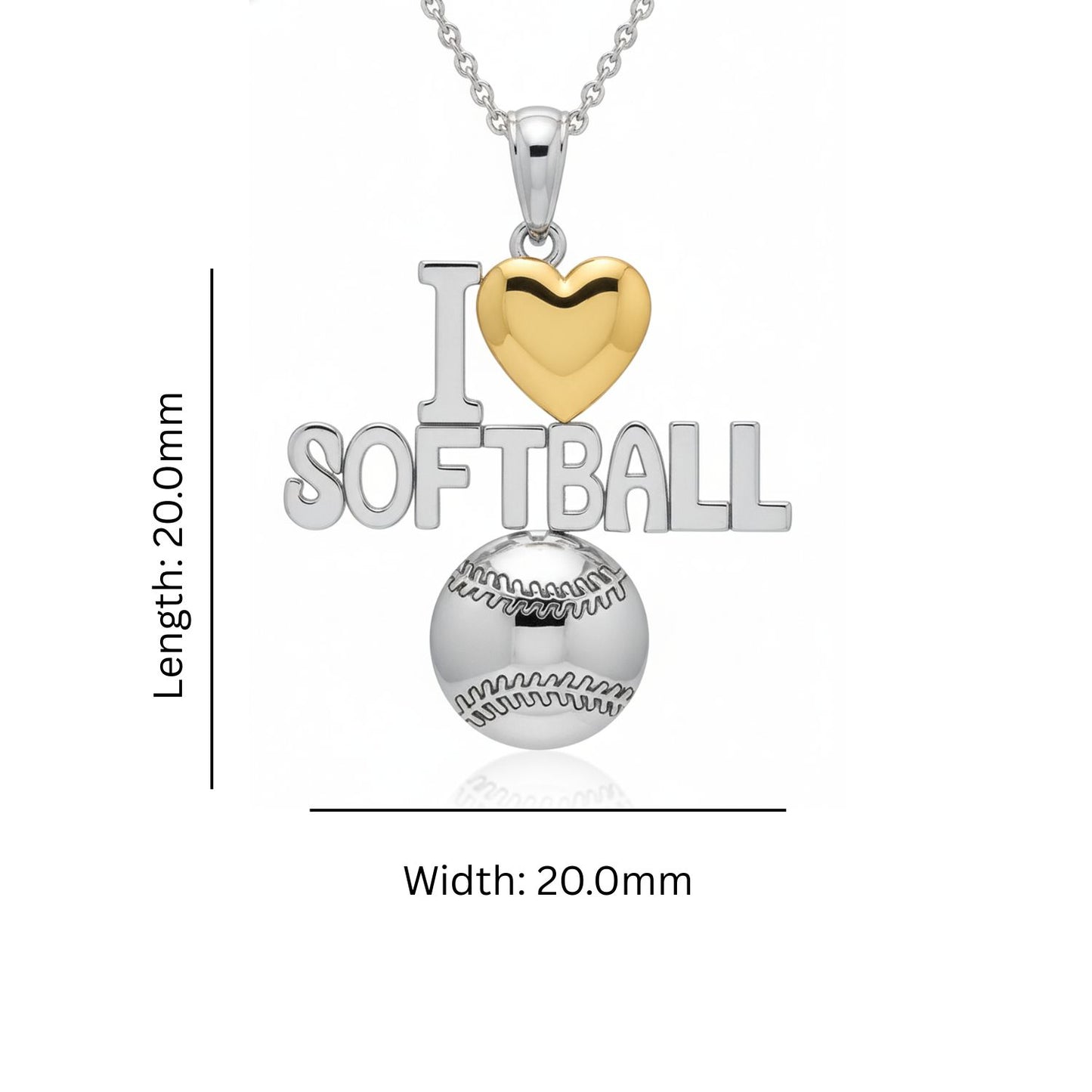 Grand Slam Heart Softball Pendant With Gold Plated Heart