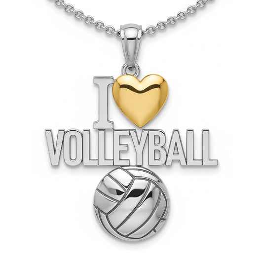 Spike Squad Heart Volleyball Pendant With Gold Plated Heart