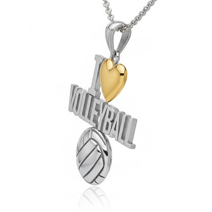 Spike Squad Heart Volleyball Pendant With Gold Plated Heart