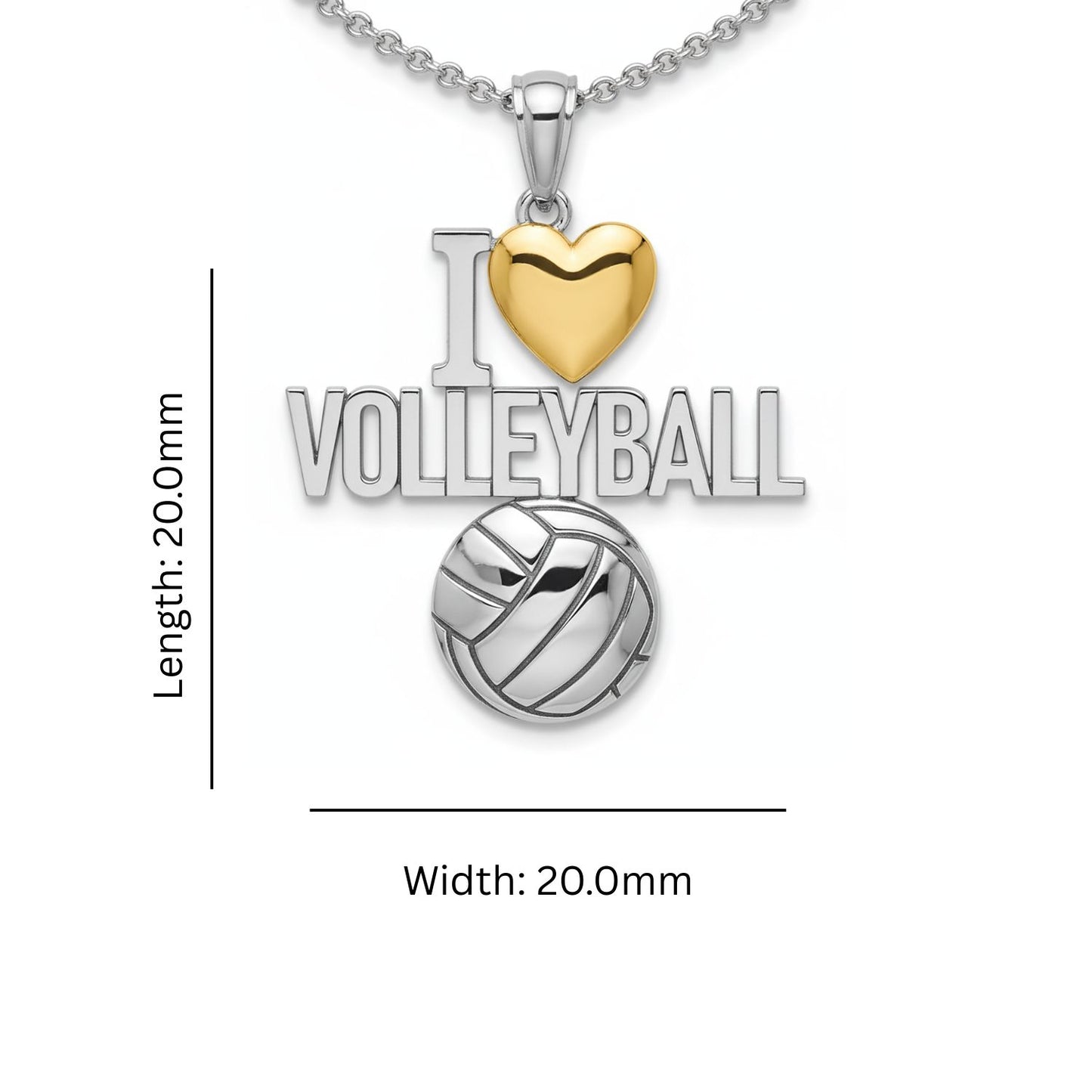Spike Squad Heart Volleyball Pendant With Gold Plated Heart