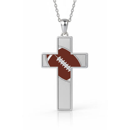 Football Cross Pendant With Enamel