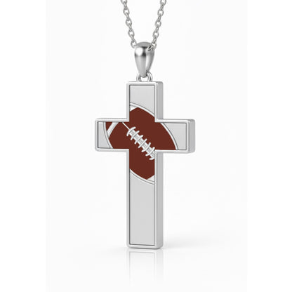 Football Cross Pendant With Enamel