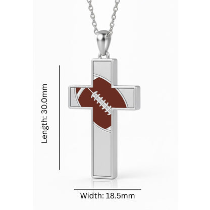 Football Cross Pendant With Enamel