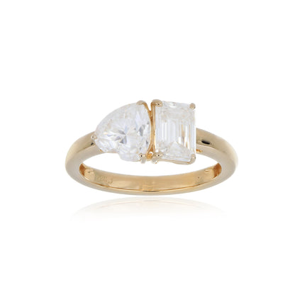 Moissanite 2.45ctw Ring in Yellow Gold-Plated Sterling Silver