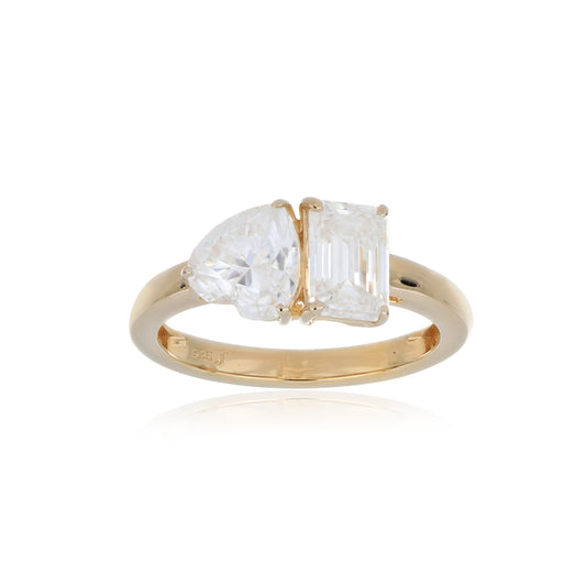 Moissanite 2.45ctw Ring in Yellow Gold-Plated Sterling Silver