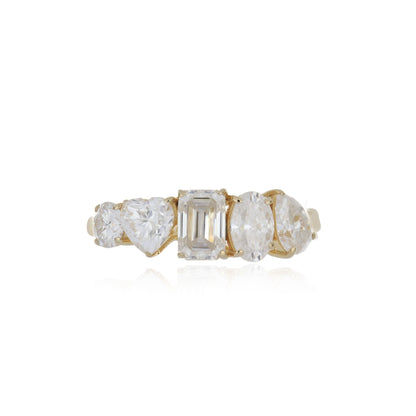 Moissanite 2.30 ctw Ring in Sterling Silver with Yellow Gold Plated