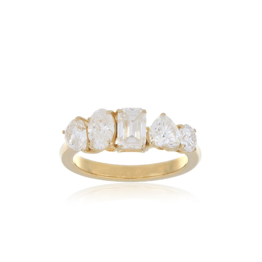 Moissanite 2.30 ctw Ring in Sterling Silver with Yellow Gold Plated