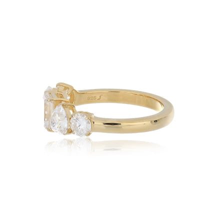 Moissanite 2.30 ctw Ring in Sterling Silver with Yellow Gold Plated