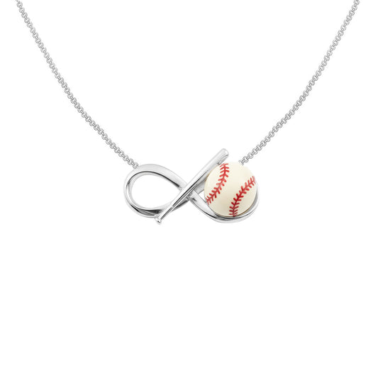 Softball Pendant– Infinity Design with Bat & Ball – In Sterling Silver 925