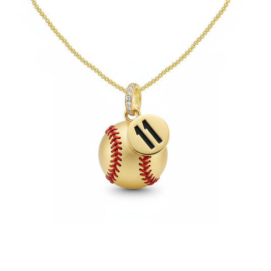 Softball pendant – Ball with Number “11” Design – In Sterling Silver 925