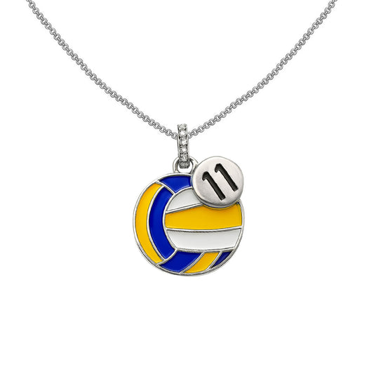 Volleyball Pendant– Ball with Number “11” Design – In Sterling Silver 925
